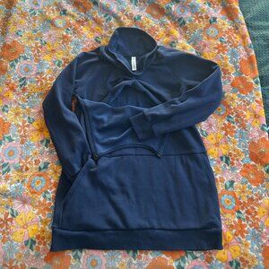Latched Mama Harbor Snap Nursing Pullover, L, Navy